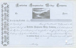 Lewiston Suspension Bridge Co. - Stock Certificate